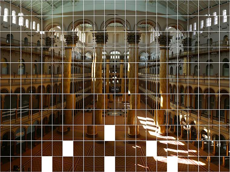 236 component images, prior to combining into a 1.07 gigapixel image of the National Building Museum